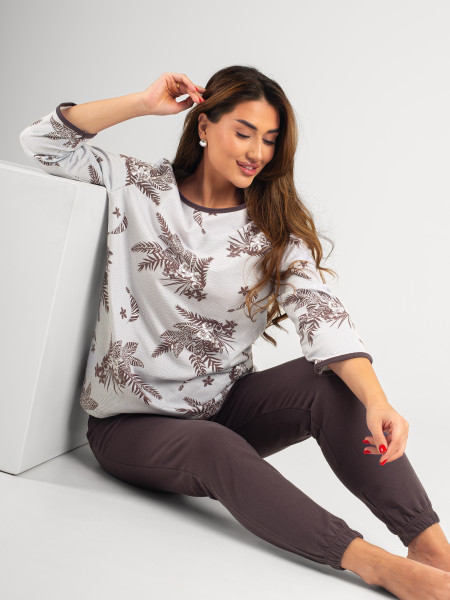 Пижама женская футер 2-х нитка начёс "ЭЛЕГИЯ" КАПУЧИНО